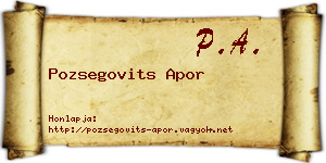 Pozsegovits Apor névjegykártya